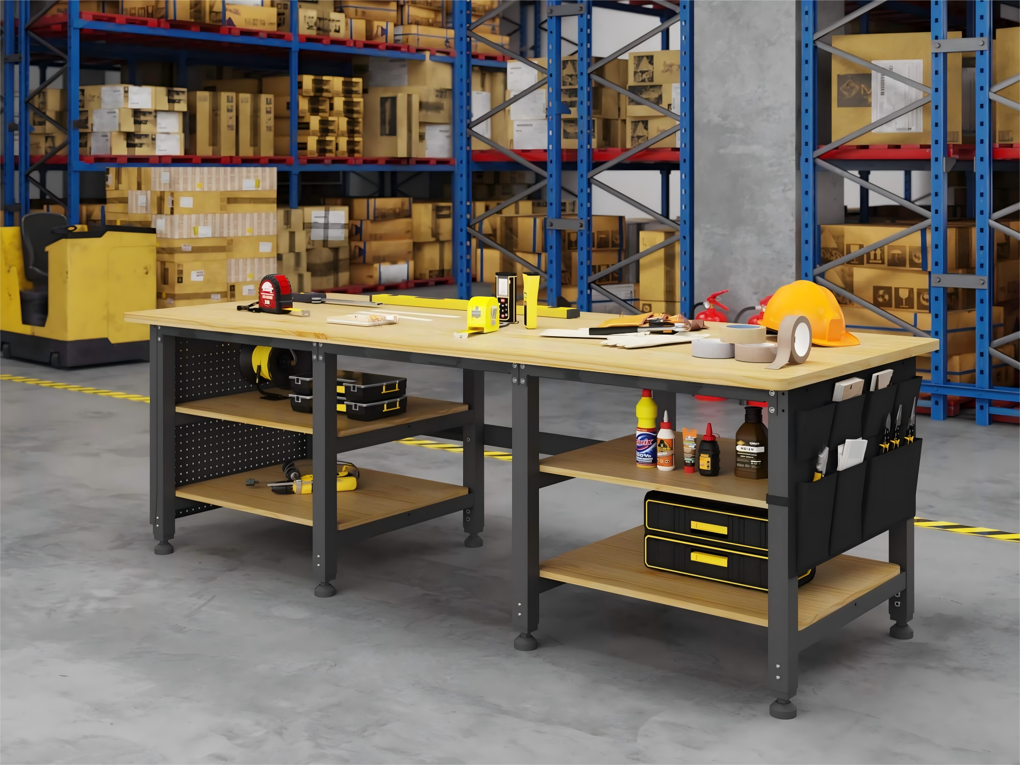90 x 36 Heavy-Duty Workbench & Packing Table with Particle Board Lower Shelf in Warehouse_4Dock(1)(1).png
